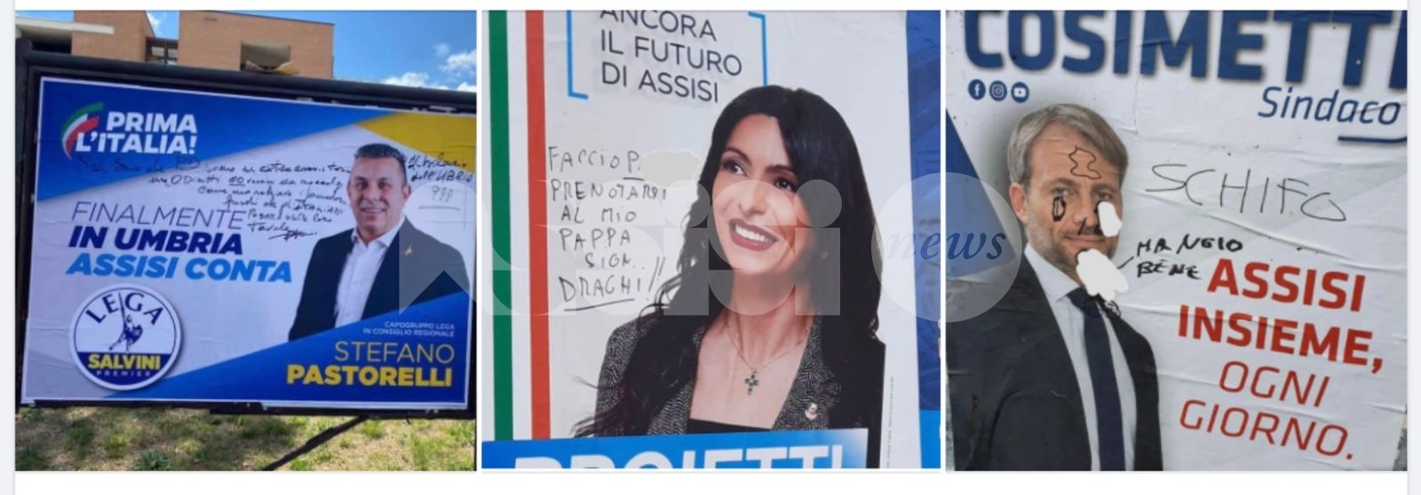 Manifesti elettorali imbrattati, "vittime" Cosimetti, Pastorelli e Proietti (foto)
