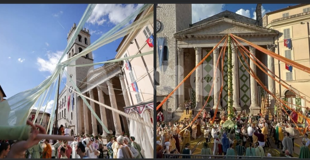 Cortei del giorno del Calendimaggio di Assisi 2025, le foto e i video di Sotto e Sopra