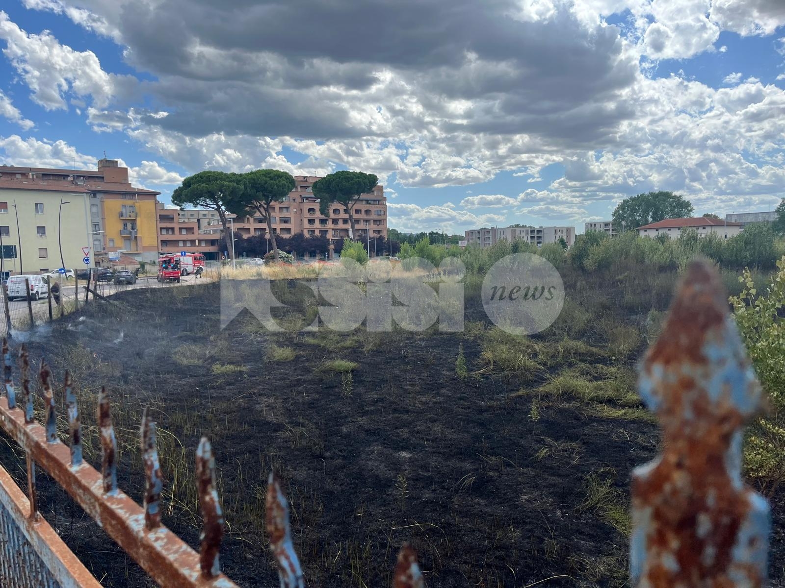 Incendio nei terreni di fronte alla stazione, paura ieri a Bastia