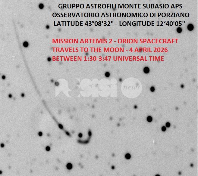 Anche l’Umbria guarda verso la Luna: l’osservatorio di Porziano immortala la navicella Orion