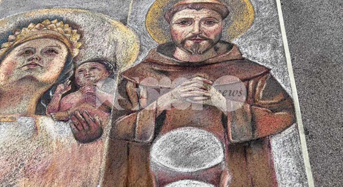 Francesco nell'arte dei madonnari: ad Assisi una maxi opera collettiva