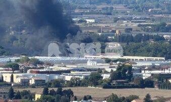 Incendio in un'azienda del bastiolo, colonna di fumo visibile per km. Fiamme domate (foto)